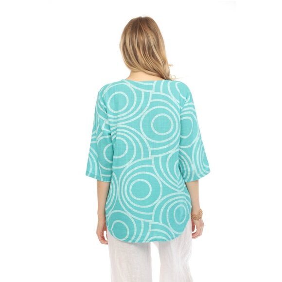 Teal Circle Print one button detail top - Picture 4 of 4